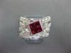 LARGE 1.52CT DIAMOND & AAA RUBY 14K WHITE GOLD 3D PRINCESS CRISS CROSS LOVE RING