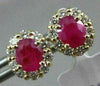 ESTATE 1.25CT DIAMOND & AAA RUBY 14KT YELLOW GOLD 3D OVAL FLOWER STUD EARRINGS