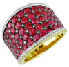 LARGE 4.22CT DIAMOND & AAA RUBY 14KT YELLOW GOLD 3D MULTI ROW ANNIVERSARY RING