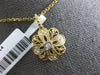 ESTATE .14CT DIAMOND 14K 2 TONE GOLD 3D CLASSIC FILIGREE FLOWER FLOATING PENDANT