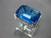 EXTRA LARGE 22.56CT DIAMOND & AAA BLUE TOPAZ 18KT WHITE GOLD 3D EMERALD CUT RING