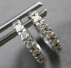 ESTATE SMALL .20CT DIAMOND 14KT WHITE GOLD FILIGREE HUGGIE HOOP EARRINGS #27900