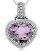 ESTATE LARGE 6.14CT DIAMOND & AAA AMETHYST 14K WHITE GOLD FILIGREE HEART PENDANT