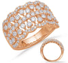 LARGE 1.56CT DIAMOND 14K ROSE GOLD 3D MULTI ROW CROWN PRINCESS ANNIVERSARY RING