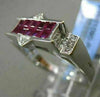 ESTATE 1.82CT DIAMOND & AAA RUBY 18KT WHITE GOLD 3D MULTI SHAPE PYRAMID RING