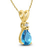 ESTATE .67CT DIAMOND & AAA BLUE TOPAZ 14K YELLOW GOLD PEAR SHAPE & ROUND PENDANT