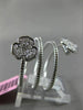 ESTATE WIDE .40CT DIAMOND 14K WHITE GOLD 3 LEAF CLOVER FLOWER FLEXIBLE LOVE RING