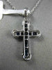 ESTATE .64CT DIAMOND & AAA SAPPHIRE 18KT WHITE GOLD 3D CLASSIC CROSS PENDANT