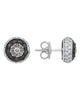 1.84CT WHITE BLACK & MOCHA DIAMOND 18K WHITE & BLACK GOLD FILIGREE STUD EARRINGS
