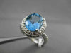 ESTATE LARGE 3.89CTW DIAMOND & AAA BLUE TOPAZ 14KT WHITE GOLD 3D OVAL FUN RING