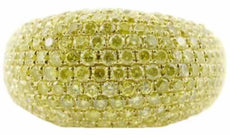 EXTRA LARGE 2.7CT FANCY YELLOW DIAMOND 18K YELLOW GOLD MULTI ROW DOME SHAPE RING