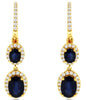 2.06CT DIAMOND & AAA SAPPHIRE 14KT YELLOW GOLD 3D OVAL & ROUND HANGING EARRINGS