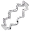 ESTATE 0.1CT DIAMOND 14KT WHITE GOLD 3D ROUND CLASSIC ZIG ZAG STACKABLE FUN RING