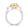 3.37CT WHITE & CANARY DIAMOND PLATINUM & 18K YELLOW GOLD 3 STONE ENGAGEMENT RING