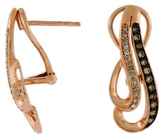 .40CT WHITE & MOCHA DIAMOND 14KT ROSE GOLD 3D TEAR DROP CLIP ON HANGING EARRINGS