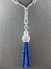 LARGE 79CT DIAMOND & AAA SAPHIRE 14KT WHITE GOLD 3D LARIAT FUN ETERNITY NECKLACE