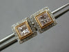 .66CT WHITE & PINK DIAMOND 18KT ROSE GOLD 3D PRINCESS & ROUND HALO STUD EARRINGS