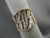 ANTIQUE LARGE 1.56CT ROUND & BAGUETTE DIAMOND 14KT ROSE GOLD 3D LEAF FUN RING
