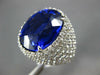 ESTATE EXTRA LARGE 15.0CT DIAMOND & AAA TANZANITE 18KT WHITE GOLD OVAL PAVE RING