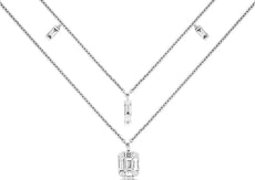 .24CT DIAMOND 14KT WHITE GOLD 3D ROUND & BAGUETTE CLUSTER BY THE YARD NECKLACE