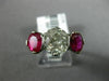 ANTIQUE 3.51CT OLD MINE DIAMOND & AAA RUBY PLATINUM THREE STONE ENGAGEMENT RING