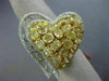 EXTRA LARGE 7.21CT WHITE & FANCY YELLOW DIAMOND 18K 2 TONE GOLD HEART LOVE RING