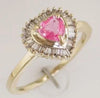 .88CT DIAMOND & AAA PINK SAPPHIRE 14KT YELLOW GOLD HEART SHAPE & BAGUETTE RING