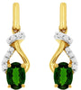 1.0CT DIAMOND & AAA RUSSALITE 14KT YELLOW GOLD 3D OVAL & ROUND HANGING EARRINGS