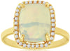 3.03CT DIAMOND & AAA OPAL 14KT YELLOW GOLD CUSHION & ROUND SQUARE HALO LOVE RING