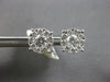 EXTRA LARGE 1.27CT DIAMOND 18KT WHITE GOLD 3D ROUND SOLITAIRE HALO STUD EARRINGS