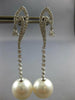 .86CT DIAMOND & AAA SOUTH SEA PEARL 18K WHITE GOLD 3D TEAR DROP HANGING EARRINGS