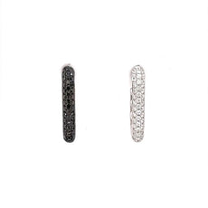 ESTATE 1.50CT WHITE & BLACK DIAMOND 18KT WHITE GOLD PAVE HUGGIE HANGING EARRINGS