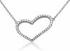 ESTATE .30CT DIAMOND 14KT WHITE GOLD 3D CLASSIC SLANTED OPEN HEART LOVE NECKLACE