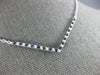 ESTATE LARGE .37CT DIAMOND & AAA SAPPHIRE 18KT WHITE GOLD 3D V SHAPE NECKLACE