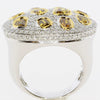 EXTRA LARGE 3.7CT WHITE & INTENSE FANCY YELLOW DIAMOND 18KT 2 TONE GOLD FUN RING