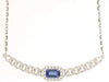 .39CT DIAMOND & AAA TANZANITE 14KT WHITE GOLD EMERALD CUT & ROUND LOVE NECKLACE