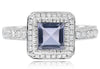 2.04CT DIAMOND & AAA AMETHYST 18KT WHITE GOLD PRINCESS & ROUND OCTAGON LOVE RING