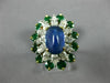 ANTIQUE LARGE 6.3CT DIAMOND AAA SAPPHIRE & EMERALD PLATINUM 18K YELLOW GOLD RING