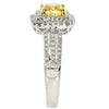 1.47CT WHITE & FANCY YELLOW DIAMOND 18K 2 TONE GOLD CUSHION HALO ENGAGEMENT RING