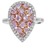 LARGE 2.44CT WHITE & PINK DIAMOND 18K WHITE & ROSE GOLD MULTI SHAPE CLUSTER RING