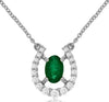 .65CT DIAMOND & AAA EMERALD 14KT WHITE GOLD 3D OVAL LUCKY HORSESHOE FUN NECKLACE