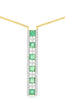 1.30CT DIAMOND & AAA EMERALD 14K YELLOW GOLD 3D PRINCESS & ROUND LARIAT NECKLACE