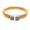 LARGE .61CT DIAMOND 18KT 2 TONE GOLD 3D SQUARE PAVE SNAKE CUFF BANGLE BRACELET