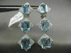 ESTATE LARGE 34.65CT DIAMOND & AAA AQUAMARINE 18K WHITE GOLD 3D HANGING EARRINGS