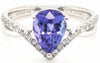 2.02CT DIAMOND & AAA TANZANITE 18K WHITE GOLD PEAR SHAPE & ROUND FRIENDSHIP RING