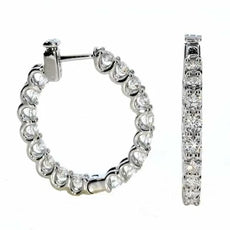 2.91CT DIAMOND 18KT WHITE GOLD SHARED PRONG LUCIDA HOOP HUGGIE HANGING EARRINGS