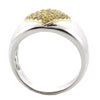 WIDE .55CT FANCY YELLOW DIAMOND 18KT 2 TONE GOLD 3D PAVE GEOMETRICAL FUN RING