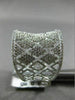 ESTATE LARGE 1.33CT DIAMOND 14K WHITE GOLD 3D X OPEN FILIGREE CONCAVE FUN RING