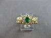 ESTATE 1.3CT DIAMOND & AAA EMERALD 18KT YELLOW GOLD 2 ROW FLOWER FUN RING #28143