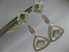 LARGE .96CT DIAMOND 18KT WHITE GOLD ROUND & PRINCESS TRIANGULAR HANGING EARRINGS